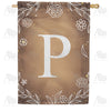 Bronze Floral Monogram Double Sided House Flag