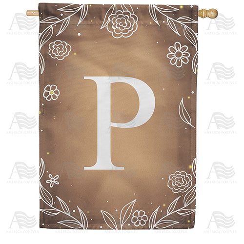 Bronze Floral Monogram Double Sided House Flag