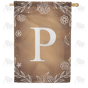 Bronze Floral Monogram Double Sided House Flag