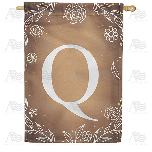 Bronze Floral Monogram Double Sided House Flag