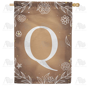 Bronze Floral Monogram Double Sided House Flag