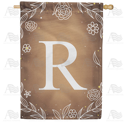 Bronze Floral Monogram Double Sided House Flag