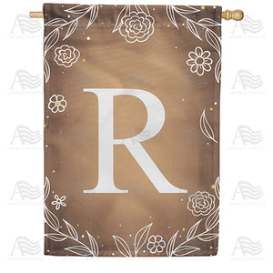 Bronze Floral Monogram Double Sided House Flag