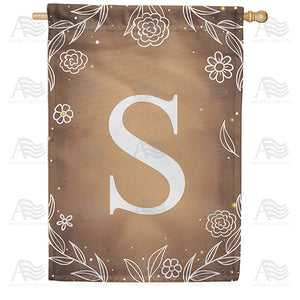 Bronze Floral Monogram Double Sided House Flag