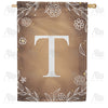 Bronze Floral Monogram Double Sided House Flag