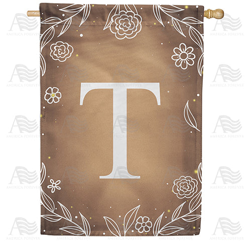 Bronze Floral Monogram Double Sided House Flag