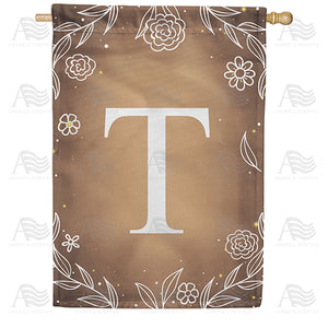 Bronze Floral Monogram Double Sided House Flag