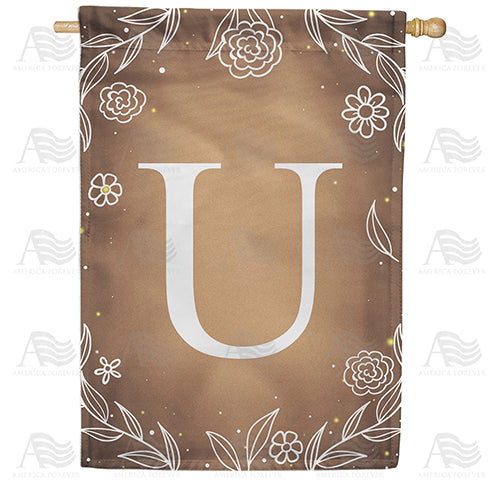 Bronze Floral Monogram Double Sided House Flag