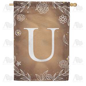 Bronze Floral Monogram Double Sided House Flag