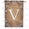 Bronze Floral Monogram Double Sided House Flag