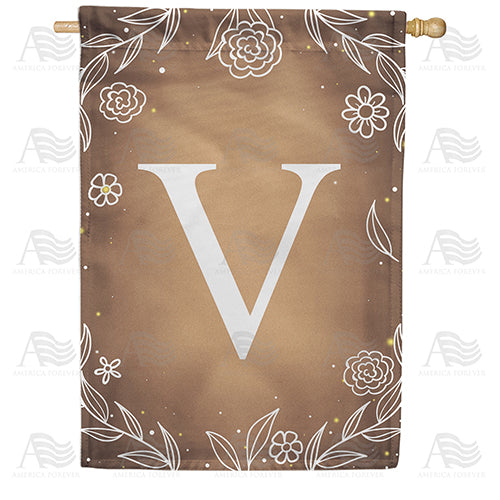 Bronze Floral Monogram Double Sided House Flag
