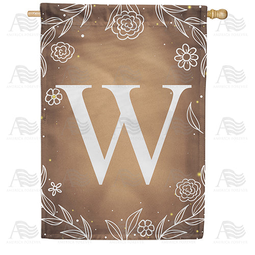 Bronze Floral Monogram Double Sided House Flag