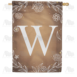 Bronze Floral Monogram Double Sided House Flag