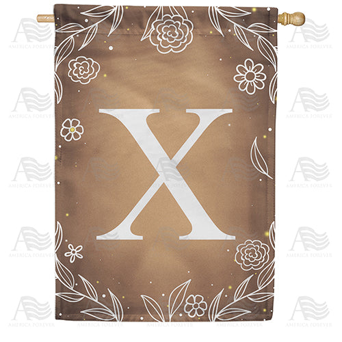 Bronze Floral Monogram Double Sided House Flag