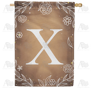 Bronze Floral Monogram Double Sided House Flag