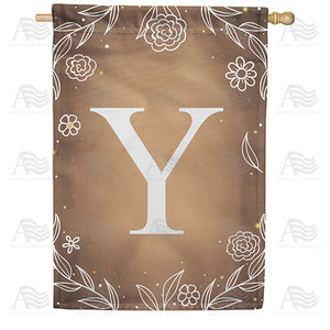 Bronze Floral Monogram Double Sided House Flag