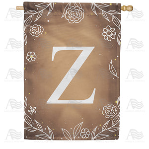Bronze Floral Monogram Double Sided House Flag