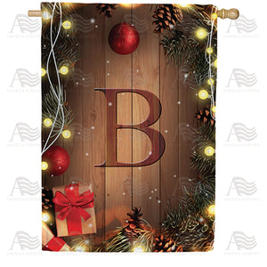 Wood Panel Lights Monogram Double Sided House Flag