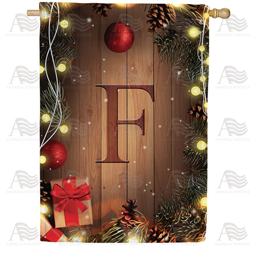 Wood Panel Lights Monogram Double Sided House Flag