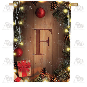 Wood Panel Lights Monogram Double Sided House Flag