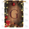 Wood Panel Lights Monogram Double Sided House Flag