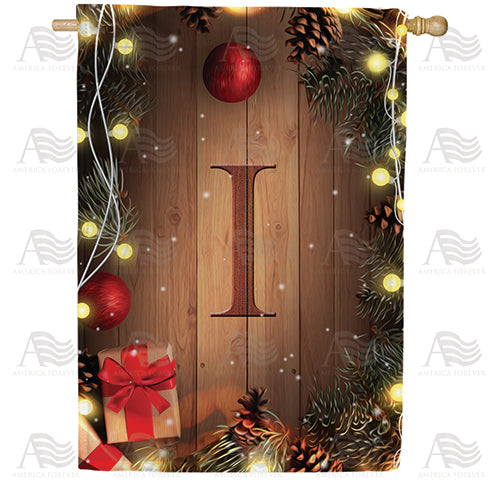 Wood Panel Lights Monogram Double Sided House Flag