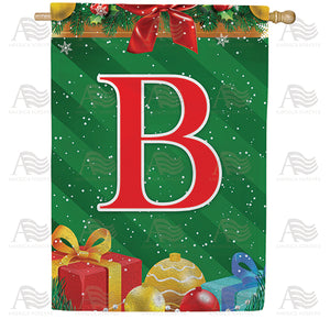 Merry Christmas Monogram Double Sided House Flag