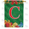 Merry Christmas Monogram Double Sided House Flag