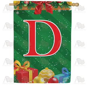 Merry Christmas Monogram Double Sided House Flag