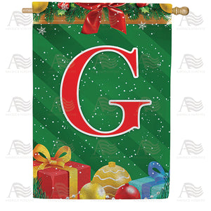 Merry Christmas Monogram Double Sided House Flag