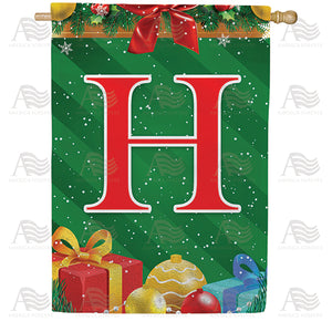 Merry Christmas Monogram Double Sided House Flag