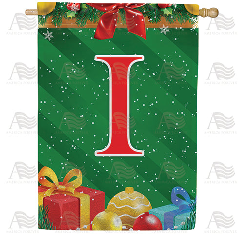 Merry Christmas Monogram Double Sided House Flag