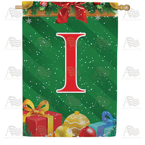 Merry Christmas Monogram Double Sided House Flag