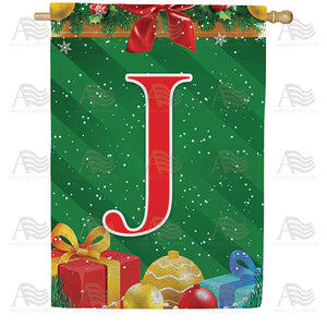 Merry Christmas Monogram Double Sided House Flag