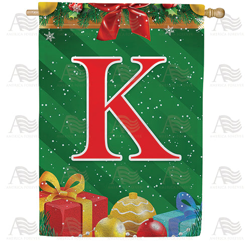 Merry Christmas Monogram Double Sided House Flag