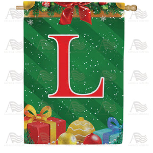 Merry Christmas Monogram Double Sided House Flag