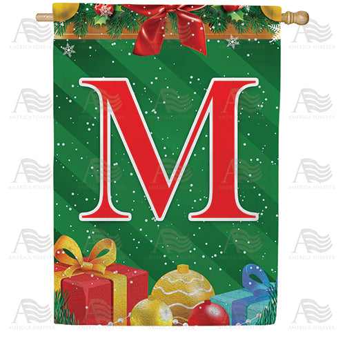 Merry Christmas Monogram Double Sided House Flag