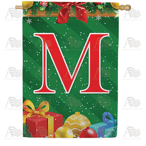 Merry Christmas Monogram Double Sided House Flag
