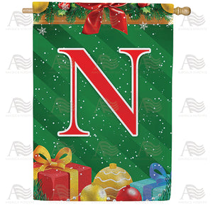 Merry Christmas Monogram Double Sided House Flag