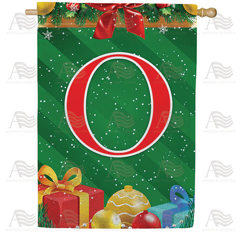 Merry Christmas Monogram Double Sided House Flag