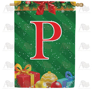 Merry Christmas Monogram Double Sided House Flag