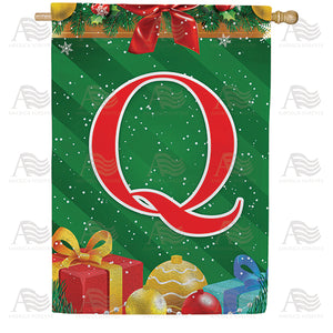 Merry Christmas Monogram Double Sided House Flag