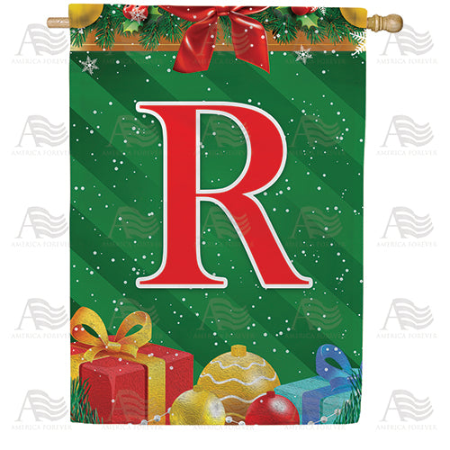 Merry Christmas Monogram Double Sided House Flag