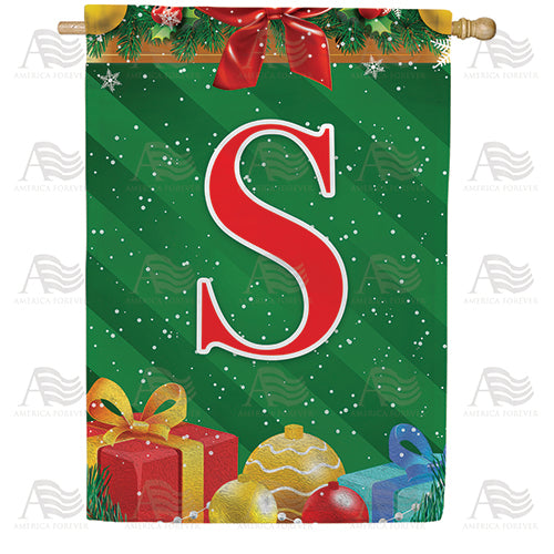 Merry Christmas Monogram Double Sided House Flag