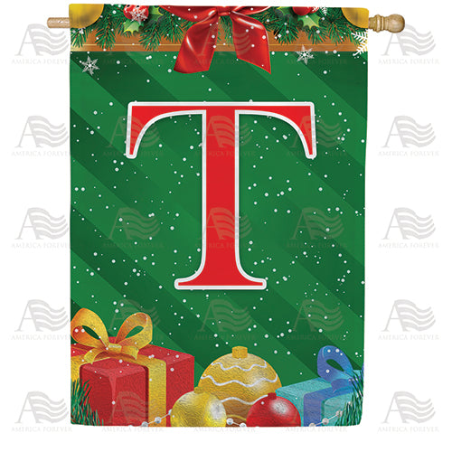 Merry Christmas Monogram Double Sided House Flag