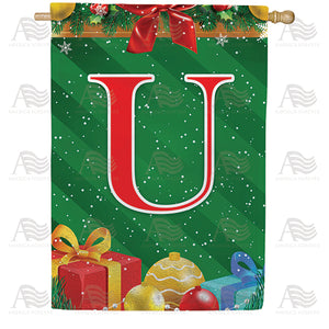 Merry Christmas Monogram Double Sided House Flag