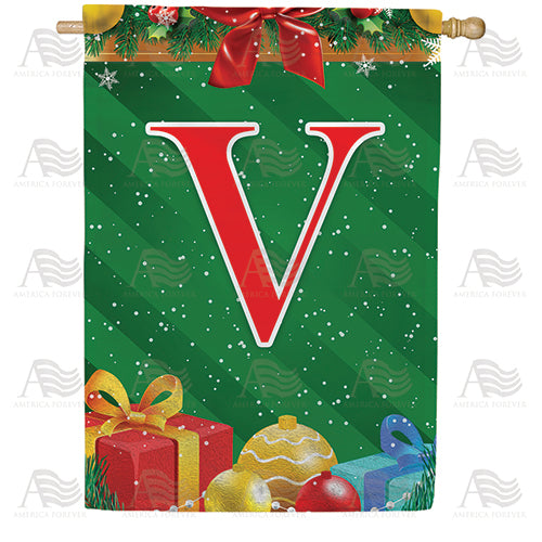 Merry Christmas Monogram Double Sided House Flag