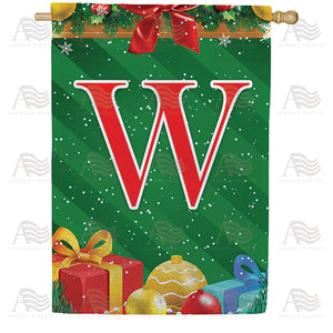 Merry Christmas Monogram Double Sided House Flag