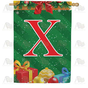 Merry Christmas Monogram Double Sided House Flag