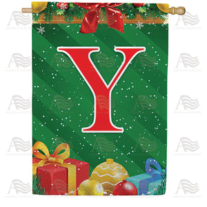 Merry Christmas Monogram Double Sided House Flag